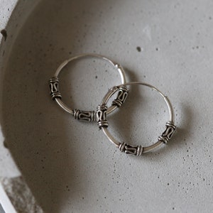 16mm Silver Bali Hoops - Bali Hoops - Sterling Silver 925 (BA80)
