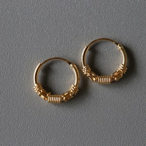12 mm vergulde Bali-hoepels - Bali-hoepels - verguld sterlingzilver 925 (BAG29)