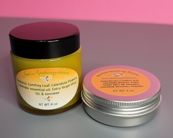 Skin Healing Salve, Extra Virgin Olive Oil Infused/W Organic Comfrey Leaf, Calendula Flowers And Lavender essential oil! All Organic.