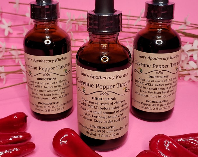 Cayenne Pepper Tincture 2 Fl Oz / 60 Ml Dropper Bottle. Handmade in