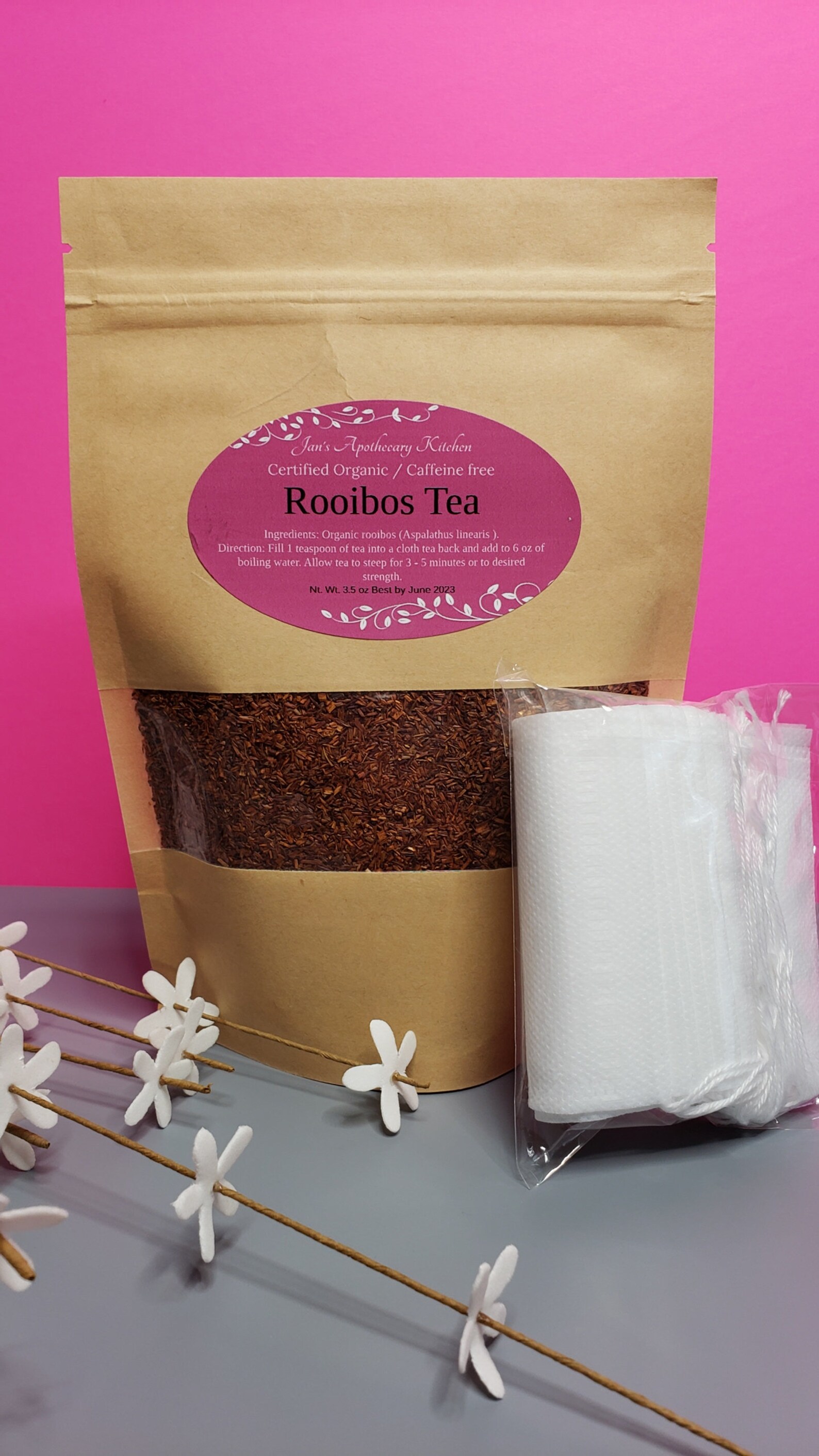 Organic Rooibos Tea 3.5 oz comes with 20 disposable tea bags. Etsy