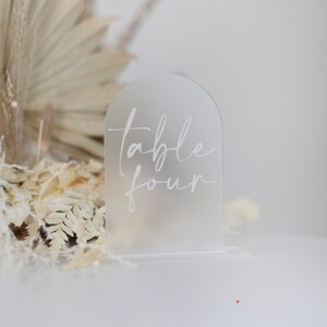 Arch table numbers, acrylic table numbers, wedding table numbers, modern wedding decor