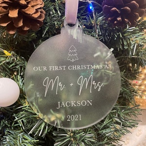 First Year Married Ornament, Married Christmas ornament, Our first christmas, personalized Christmas ornament, Engaged christmas ornament