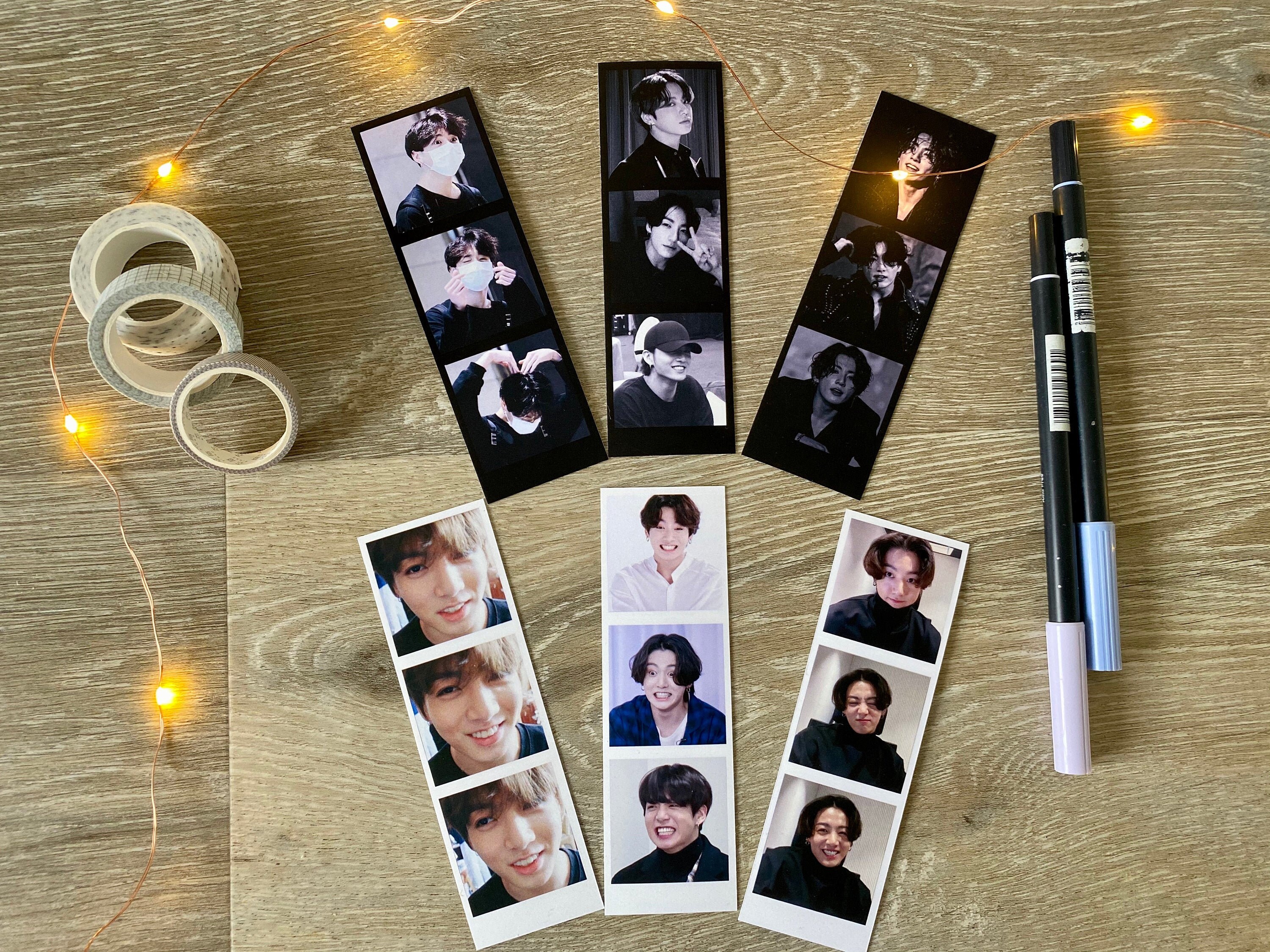 Laminated/Unlaminated BTS Jungkook Polaroid Strips (Black and White) …