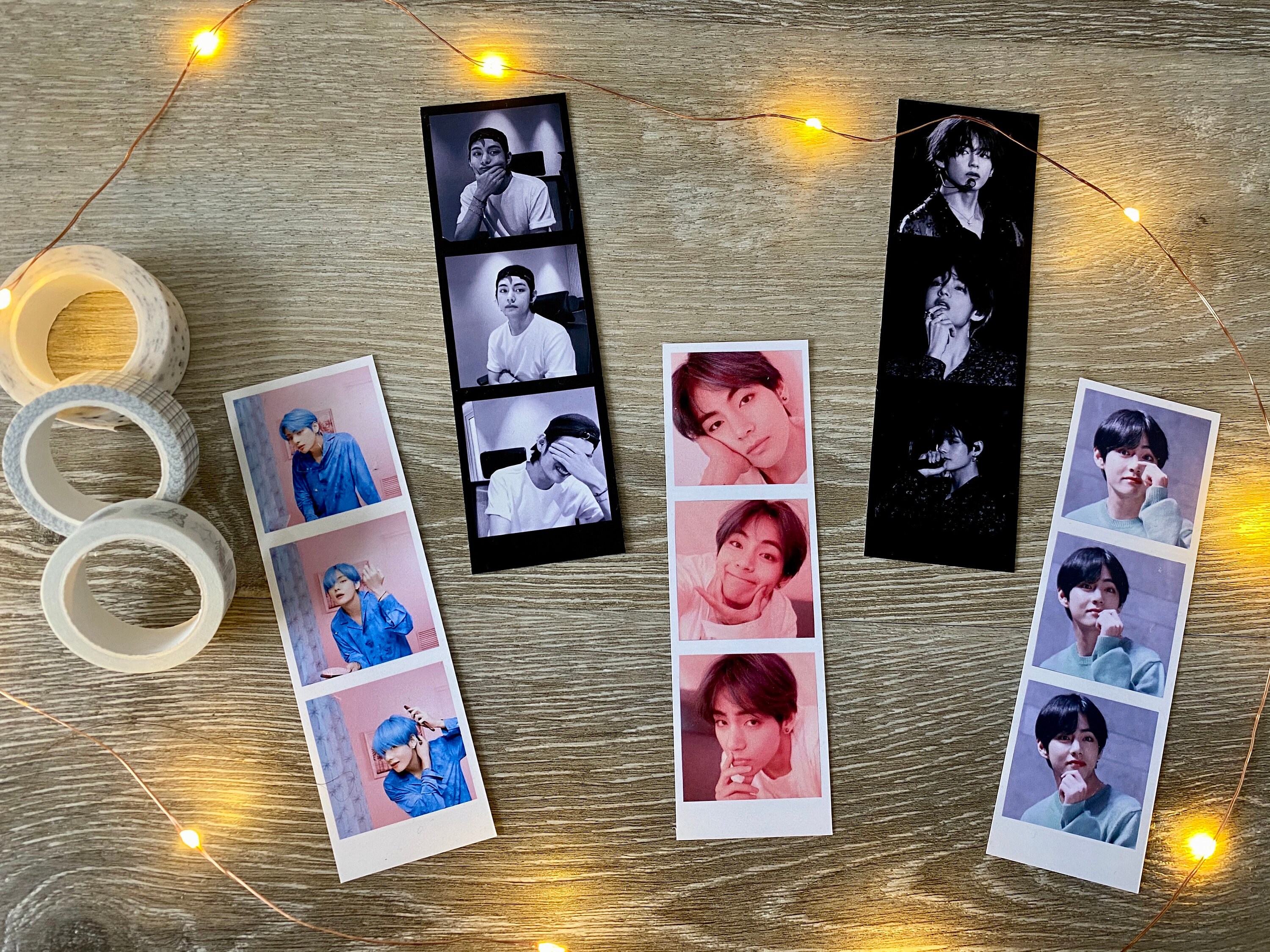 Laminated/Unlaminated BTS Taehyung Polaroid Strips (Black and White) …