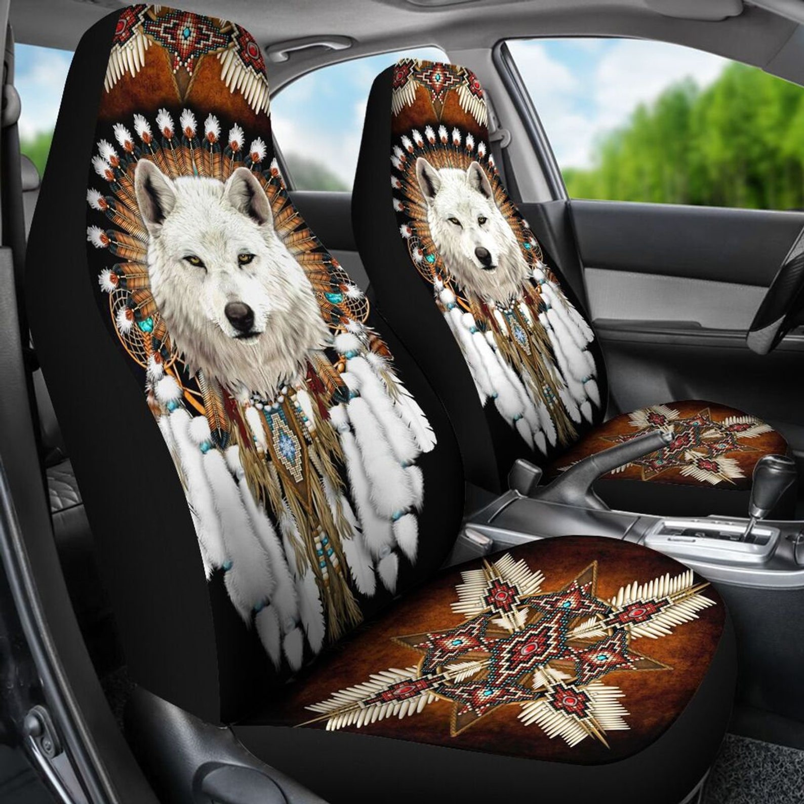 Wolf Native American Rosette Car Seat Animal Car Seat Covers Etsy