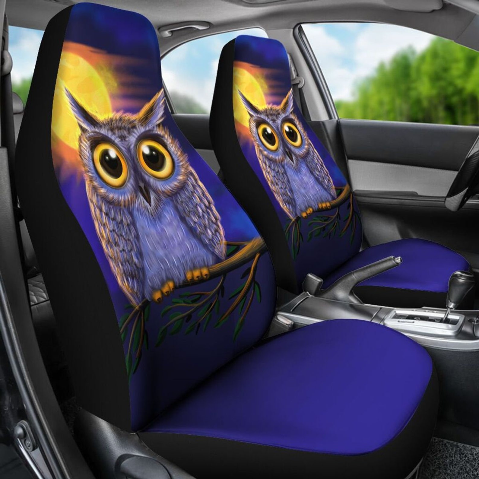 Owl Moon Night Car Seat Animal Custom Luxury Seat Covers Etsy