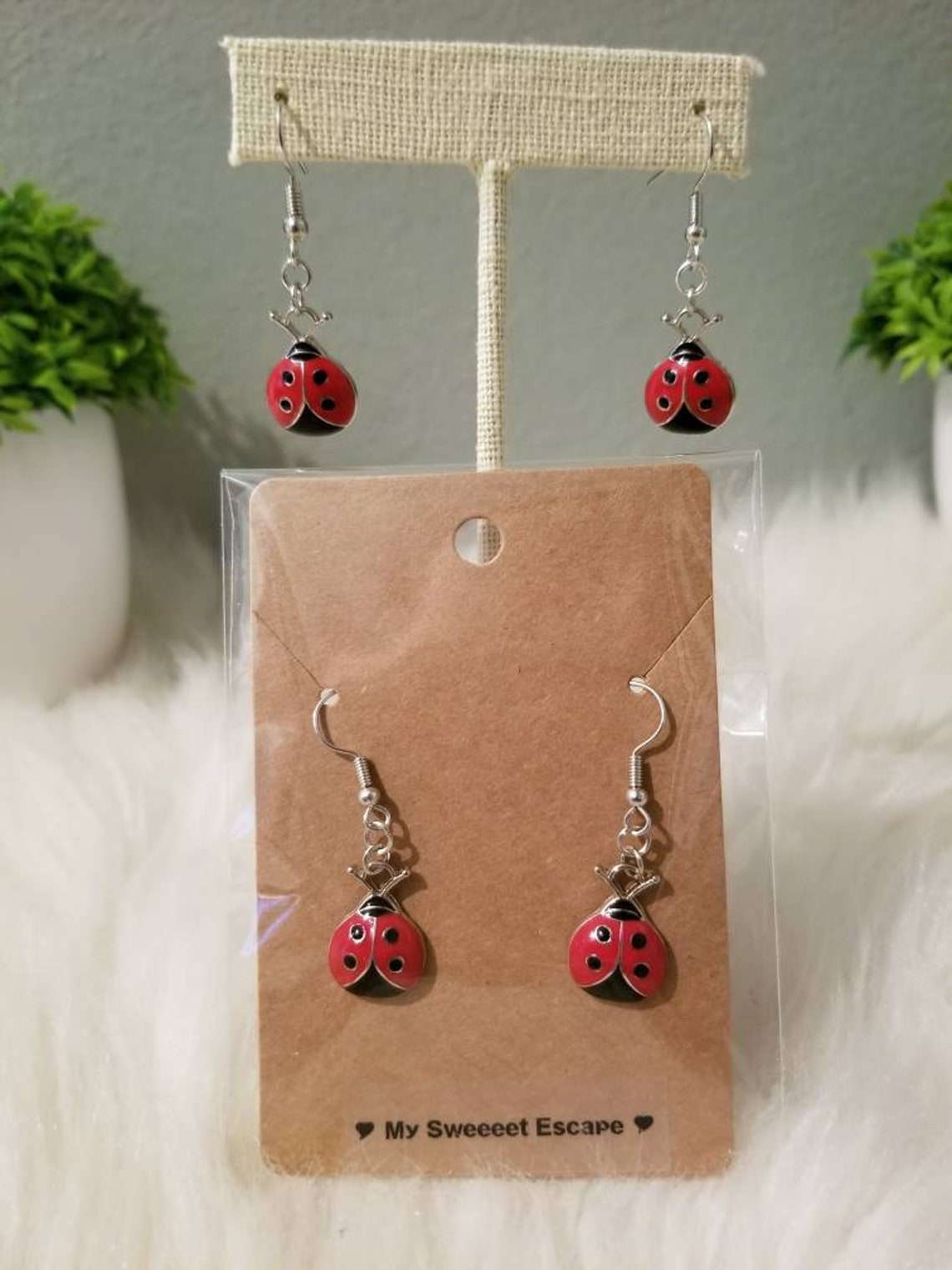 Ladybug earrings Etsy