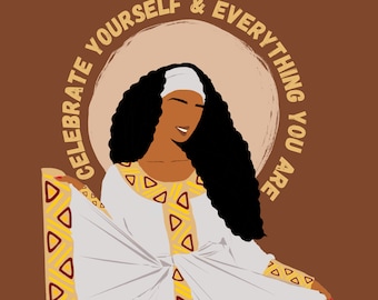 Celebrate Yourself Habesha Girl Digital Download | Habesha Woman Instant Download Print Art Poster