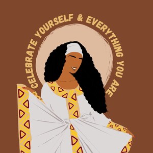 Celebrate Yourself Habesha Girl Digital Download | Habesha Woman Instant Download Print Art Poster