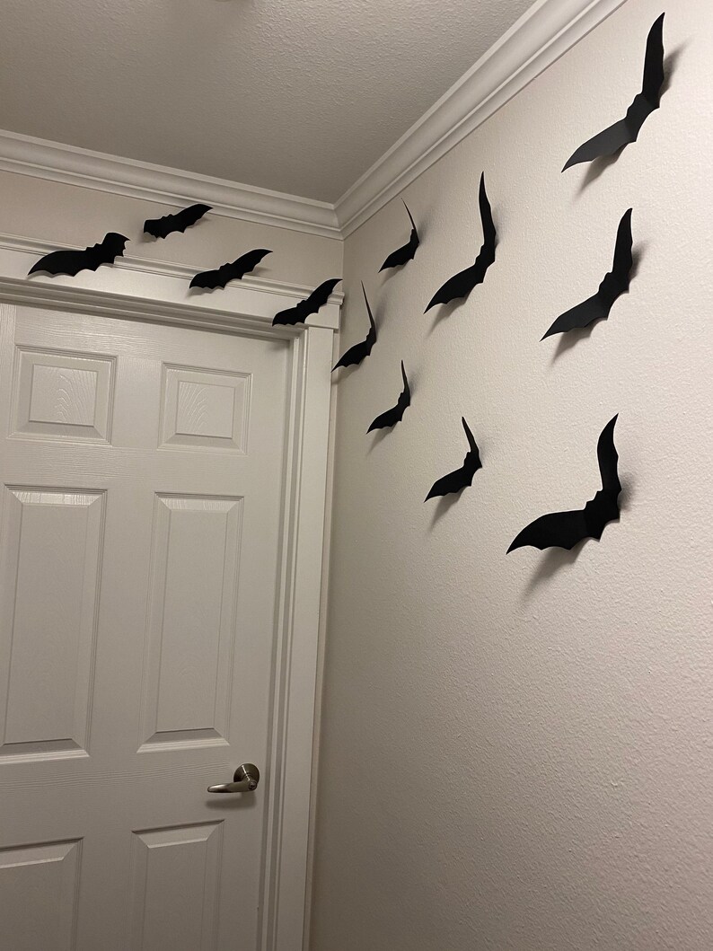 Black Cardstock Bats Halloween Decor Paper Bats Bat Wall