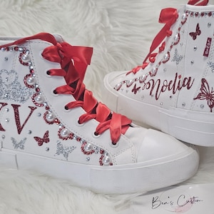 Fifteen Birthday customized shoes, Quinceañera shoes, Sweet 16 shoes, Mis XV años, Customized shoes