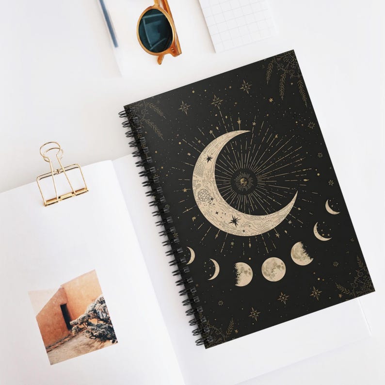 Crescent Moon Phases Spiral Notebook | Ruled Journal - Etsy