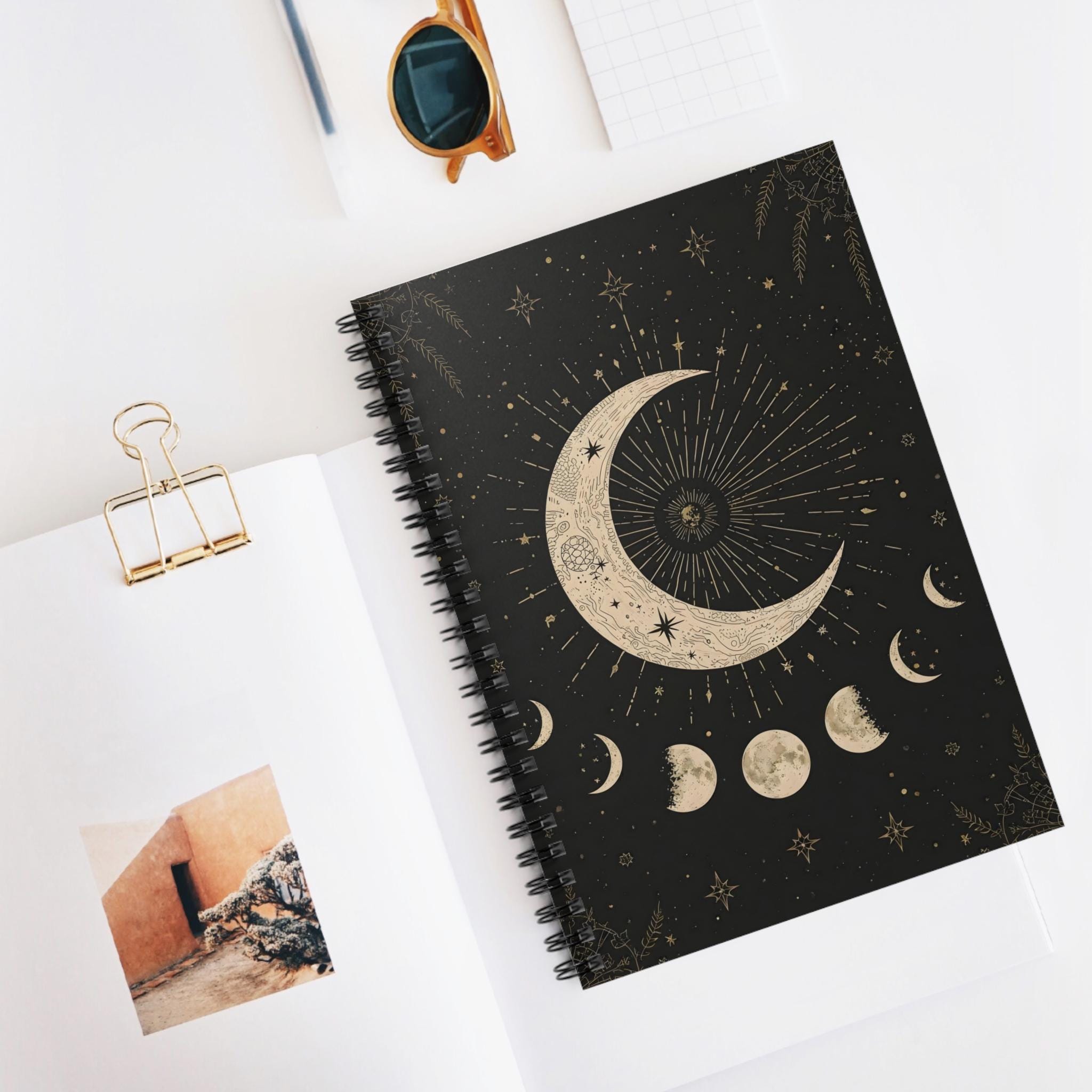 Crescent Moon Phases Spiral Notebook | Ruled Journal - Etsy