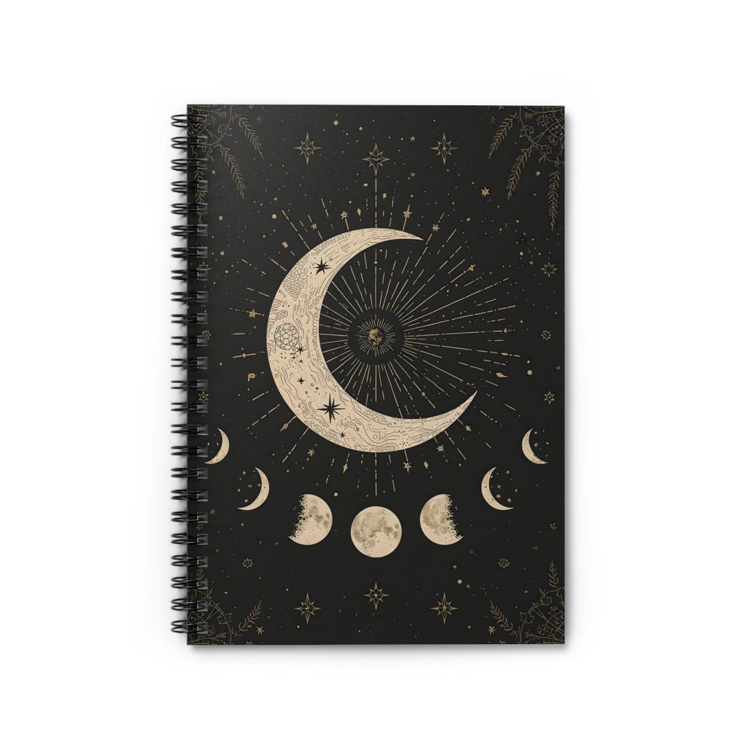 Crescent Moon Phases Spiral Notebook | Ruled Journal - Etsy