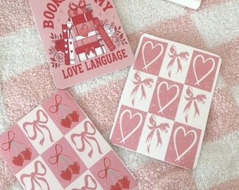 Pink Valentines Day Checkered kindle insert,Kindle Clear Case Insert,Heart and Cherry Bow Checkered Cardstock Bookish Gifts,Booklover Gifts