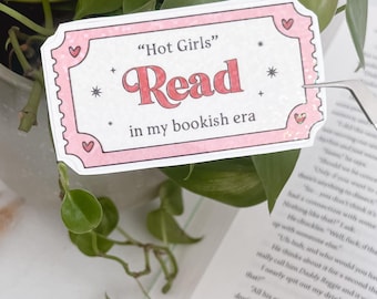 Hete meisjes lezen boeken sticker, kinderlijke sticker, cadeau girly boekliefhebber, boekachtige girly merchandise, Kindle-sticker, romanlezer, Kindle-sticker-ereader