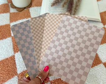Checkered kindle insert,Neutral Kindle Clear Case Insert,Cardstock Kindle Insert Minimalist Checkered Pattern Bookish Lover Gift,Book Girly