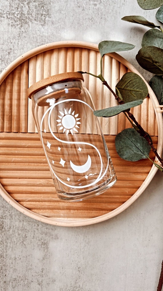 mystical sun and moon glass -16oz libby cup-custom glasses-glass  cup-perfect for gifts-customizable glass cups-gifts-friend gift
