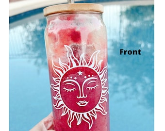 Sun Moon Beer Glass Can,Celestial Glass Coffee Cup,Soda Glass Can,Iced Coffee Glass,Zodiac Glass,Aesthetic Beer Can Glass,Beer Glass Mug