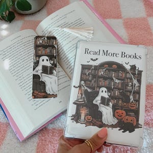 Fall Halloween Ghost Kindle Insert for Clear Case,Cute Ghots Reading Mean Ghouls Kindle Case inserts,Halloween Ghost Kindle Cover Accesory