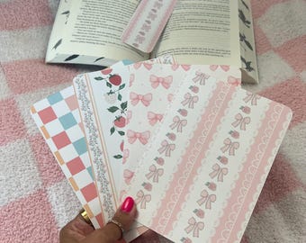 Inserti per Kindle con fiocco rosa estivo, inserti per Kindle a quadretti pastello, inserto per Kindle con fiocco in pizzo per custodia trasparente, inserto per Kindle con motivo floreale rosa fragola