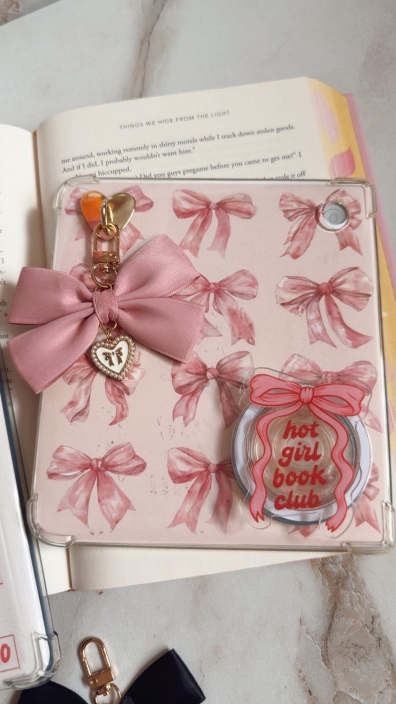 Pearl Bow Kindle Charm,Kindle Accessory,Personalized Bag Charm Keychain with Bow,Bookish Charm Bookish Gifts,Personalized Gifts for her image 7