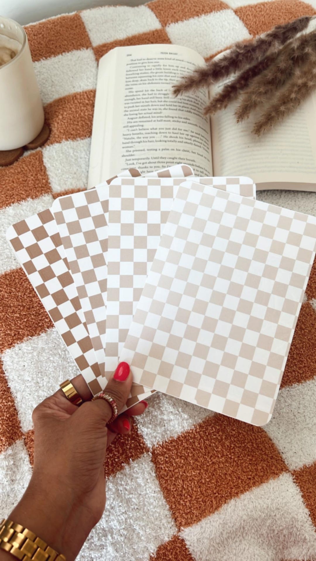 Mini Checkered Kindle Insert,neutral Kindle Clear Case Insert,cardstock ...