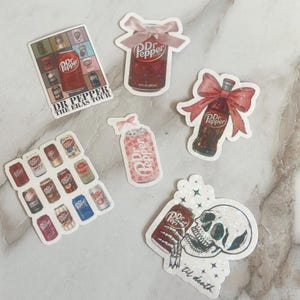 Coquette Dr Pepper Holographic Bow Sticker,Pink Bow Kindle Girly Sticker, Laptop Sticker, Soda Sticker, Water resistant Gift,Soda Sticker
