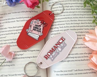 Hot Girls Read Bookish Trope Motel Keychain,Romance Girly Booklover Keychain,Cowboy Romance,Romantasy Keychain Bookworm Gift,Bookish Girls
