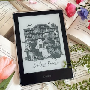 Ghost in Library reading books Kindle Lockscreen,Kindle Paperwhite full screen Screensaver,Halloween Ghost Kindle Wallpaper No border