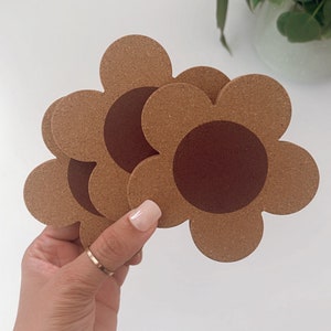 Daisy Flower Cork Coaster for Coffee Cups,Retro Flower Coaster, Boho Coffee Mug Coaster,Aesthetic Flower Coaster,Daisy Office Desk Coaster