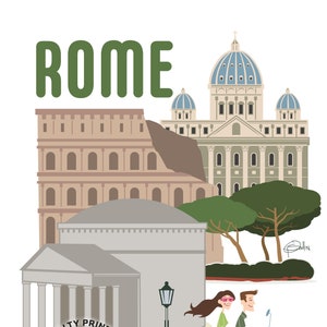 ローマ、イタリア / 即時ダウンロード / 印刷可能な壁装飾 / アートワーク旅行ポスター / デジタルプリント / レトロ / ミッドセンチュリー