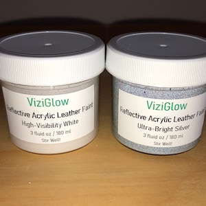 Reflective Acrylic Leather Paint - 3 oz - White and Silver