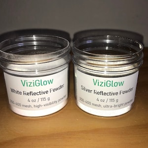 Reflective Powder - 4 oz - White and Silver, High-visibility reflective powder