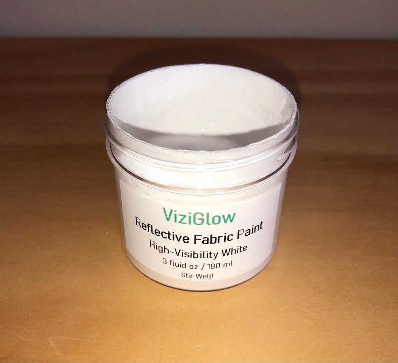 White Reflective Fabric Paint - 3 oz - High-Visibility, Acrylic, White Paint image 3