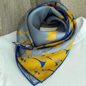 Trumpet Flowers 100% silk twill scarf no 2