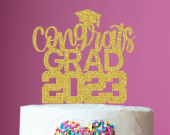 Congrats Grad Graduation Cake Topper, Class of 2023 Graduation decorations Cake topper, Graduation Party decorations