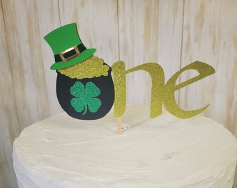 Lucky One Cake, First Birthday, Lucky St. Patrick's Day Cake Topper, Leprechaun cake, shamrock cake topper