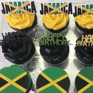 Jamaica themed cupcake topper | Jamaican Party decoration | Jamaica cake decoration | Happy Earthstrong cake topper