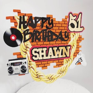 80s themed Hip Hop - Personalized Cake Topper - Hip-hop - party decorations - 80s nostalgia