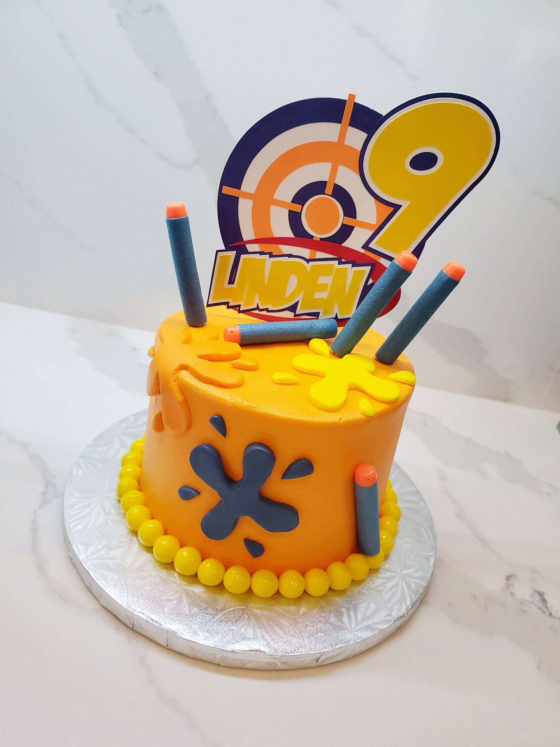 Target Cake Topper Personalized Dart Gun Cake Topper Boys Etsy