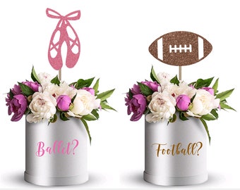 Ballet or Footballs Centerpiece Sticks for Gender Reveal Baby Shower decorations | Are you Team Touchdowns or Team Tutus ?