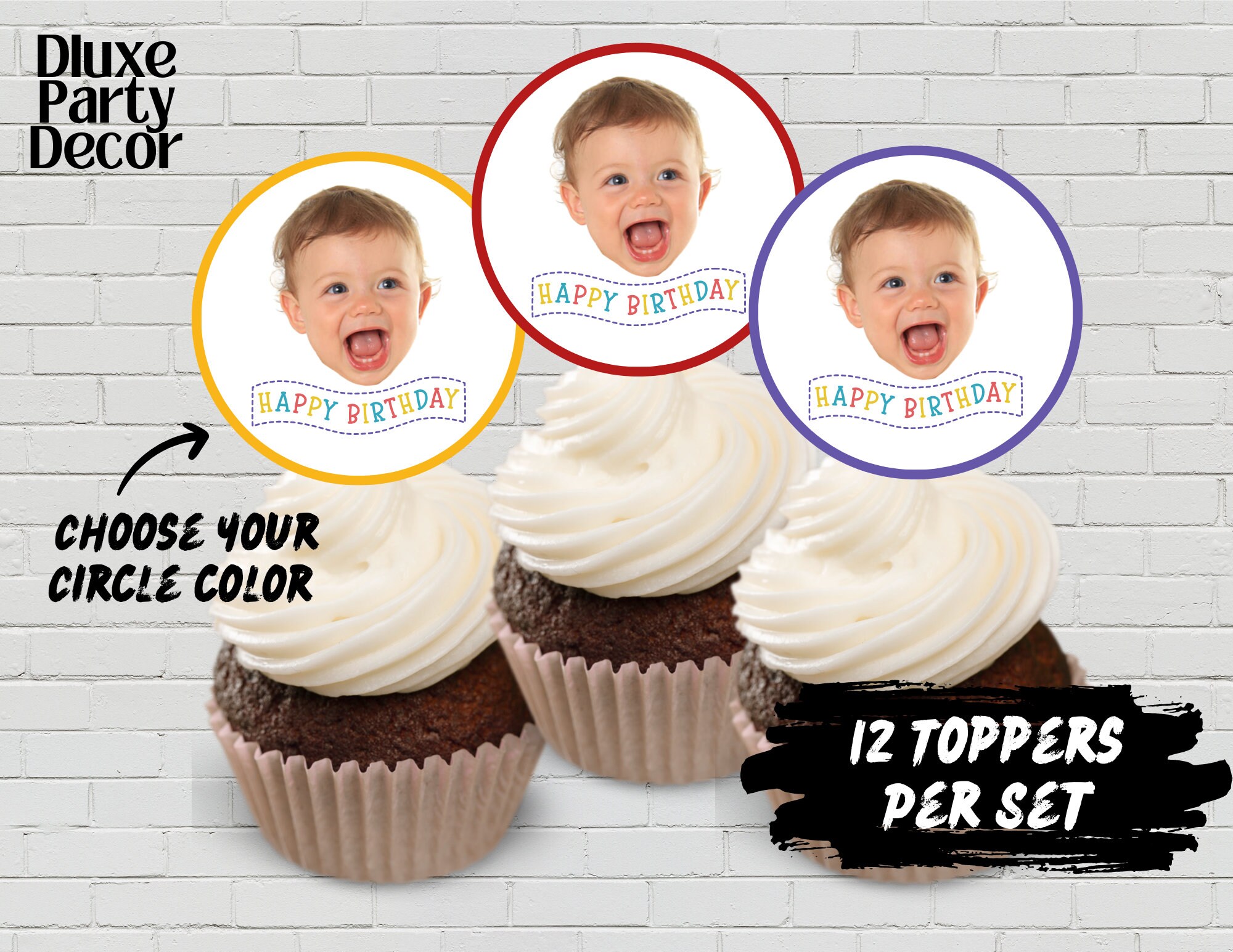 Custom Face Cupcake Toppers Birthday Cupcake Toppers Funny Etsy