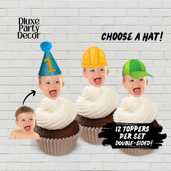 Custom Face Cupcake Toppers, Face cutout cake topper, Birthday cupcake toppers, Funny cupcake picks, Photo cupcake toppers