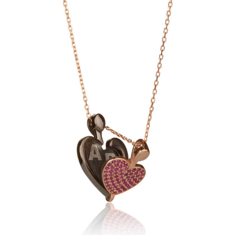 Friends Wife Valentine Anniversary Mother Days Gifts 925 Sterling Silver Women Customisable Heart Necklace with Purple Stones