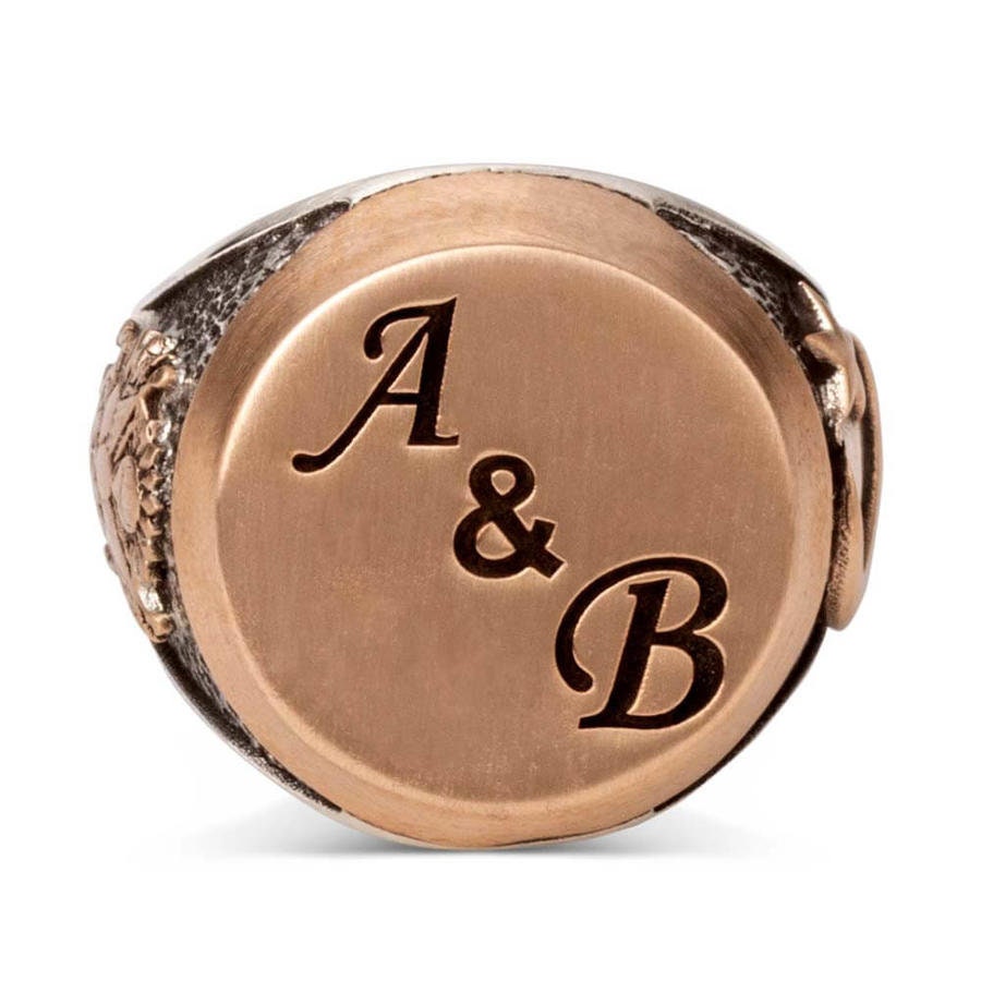 Mens Personalized Letter Silver Ring Round Silver Men Etsy