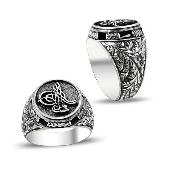Ottoman Signet Men Ring Round Men Silver Ring Turkish | Etsy