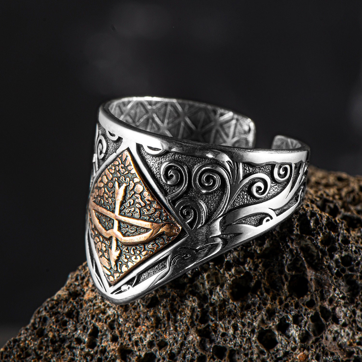 Personalized Men Silver Celtic Vintage Thumb Ring with Arrow Etsy
