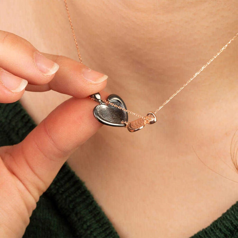 Friends Wife Valentine Anniversary Mother Days Gifts 925 Sterling Silver Women Customisable Heart Necklace with Purple Stones
